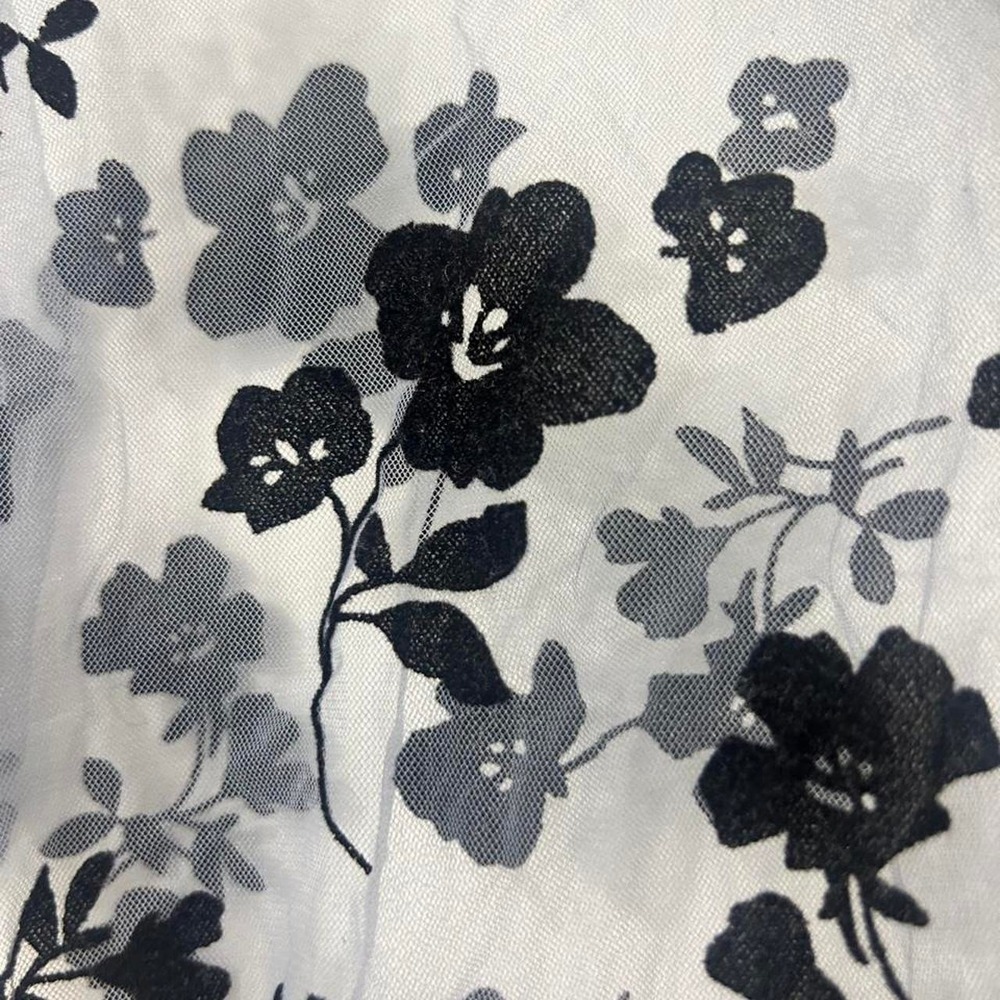 Dazy Womens Sheer Mesh Floral Top Blue Black Short Sleeve Lettuce Trim Size M - Picture 4 of 8